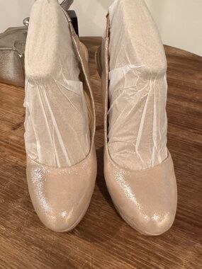 Brian Atwood Nude Strap Back Heels